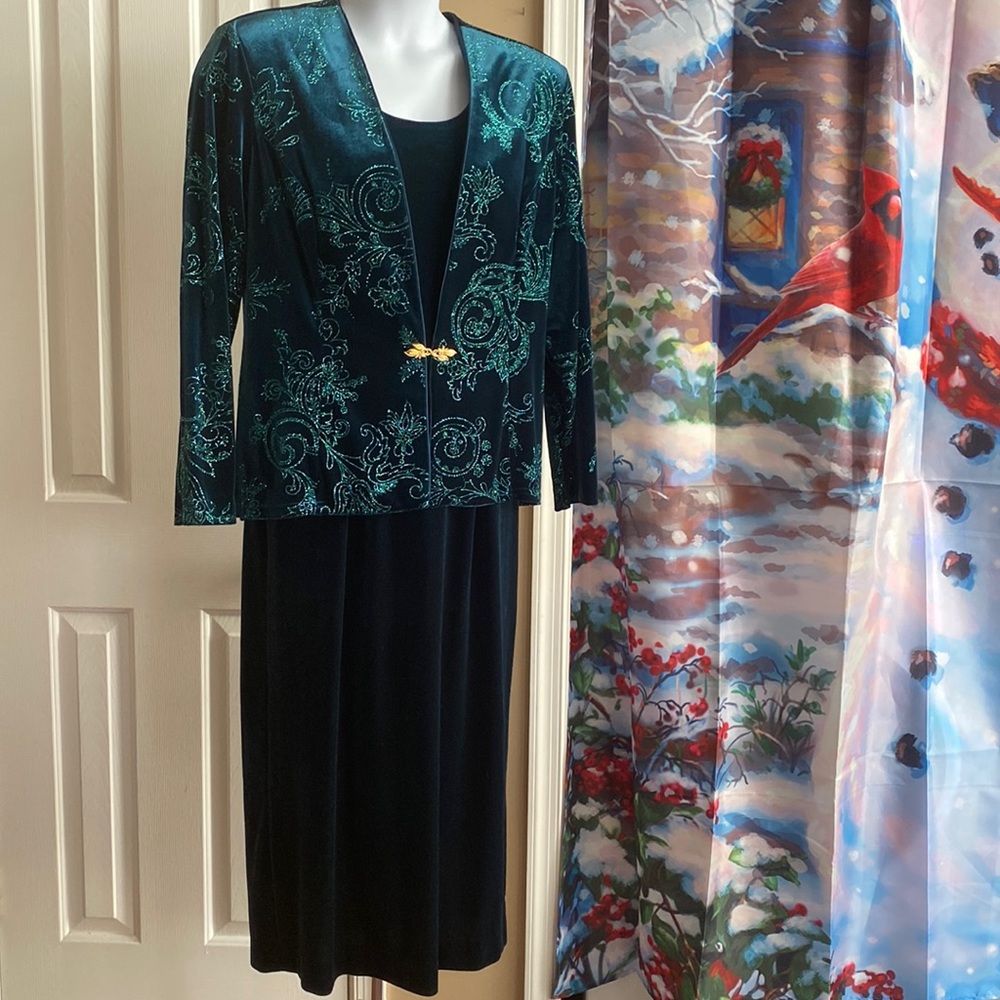 Teal Elegant Long Dress and Jacket